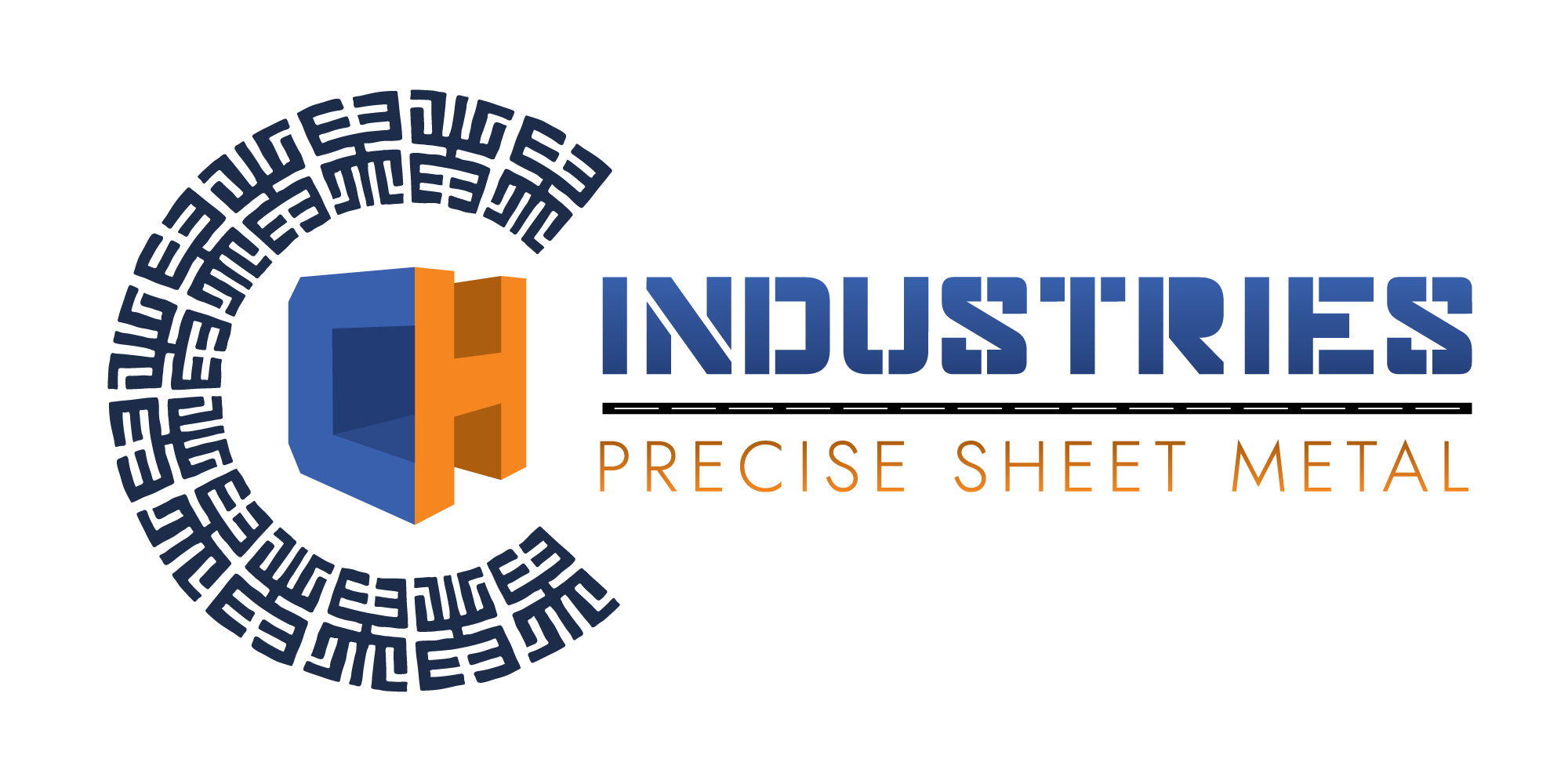 CH Industries Precision Sheet Metal Blue and Orange Logo